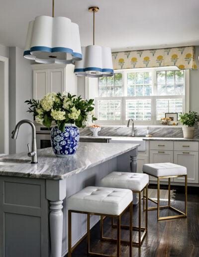 Kitchen, custom schumacher valance, Jewel Marlowe, colorful, DC interior designer, virginia, maryland