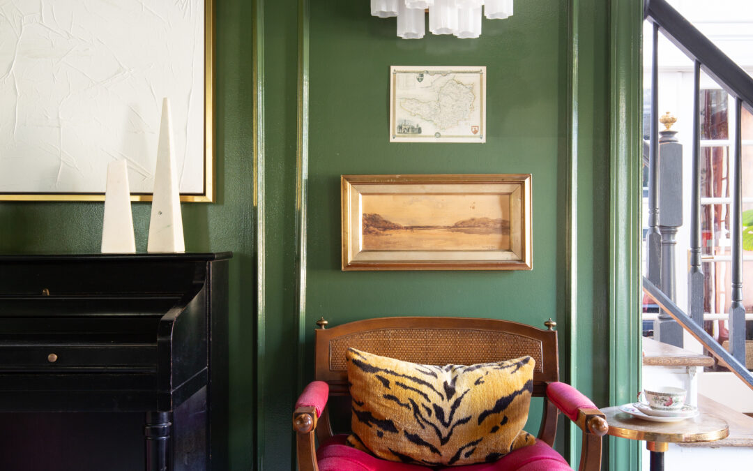 Jewel Marlowe Green living room with red chair and black piano, Washington DC, DC, virginia, maryland, dc interior decorator, designer, initial survey, onboarding, get to know you